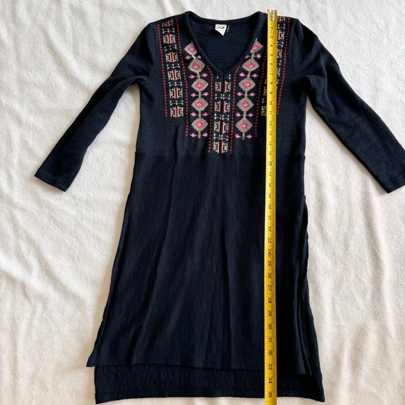 Anthro Akemi + Kin Tunic Savin Embroidered Side Slit Blue Small Knit Sweater XS - Picture 7 of 10